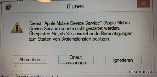 Fehlermeldung Apple iTunes® 