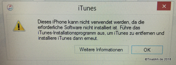 Fehlermeldung Apple iTunes® 